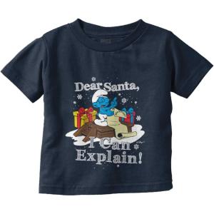 Brisco Brands Brainy Smurf Dear Santa Christmas Toddler Boy Girl T Shirt(Navy)