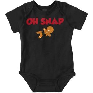 Brisco Brands Christmas Oh Snap Gingerbread Man Baby Romper Boys or Girls(Black)
