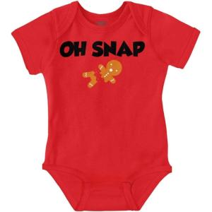 Brisco Brands Christmas Oh Snap Gingerbread Man Baby Romper Boys or Girls(Red)