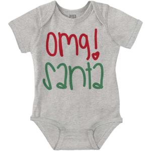 Brisco Brands Christmas Xmas OMG Santa Claus Baby Bodysuit Jumper Girls(Heather)