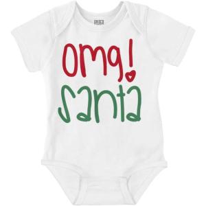 Brisco Brands Christmas Xmas OMG Santa Claus Baby Bodysuit Jumper Girls(White)