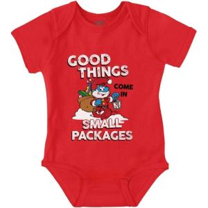 Brisco Brands Santa Papa Smurf Christmas Presents Baby Romper Boys or Girls(Red)
