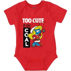 Brisco Brands Santa Smurfette Too Cute Christmas Baby Bodysuit Jumper Girls(Red)