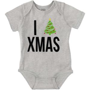 Brisco Brands Xmas I Love Christmas Merry Baby Romper Boys or Girls(Heather)