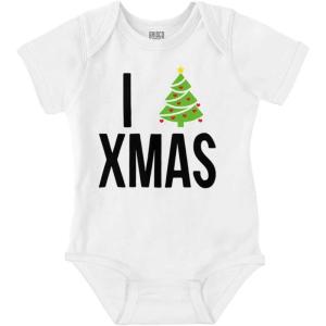 Brisco Brands Xmas I Love Christmas Merry Baby Romper Boys or Girls(White)