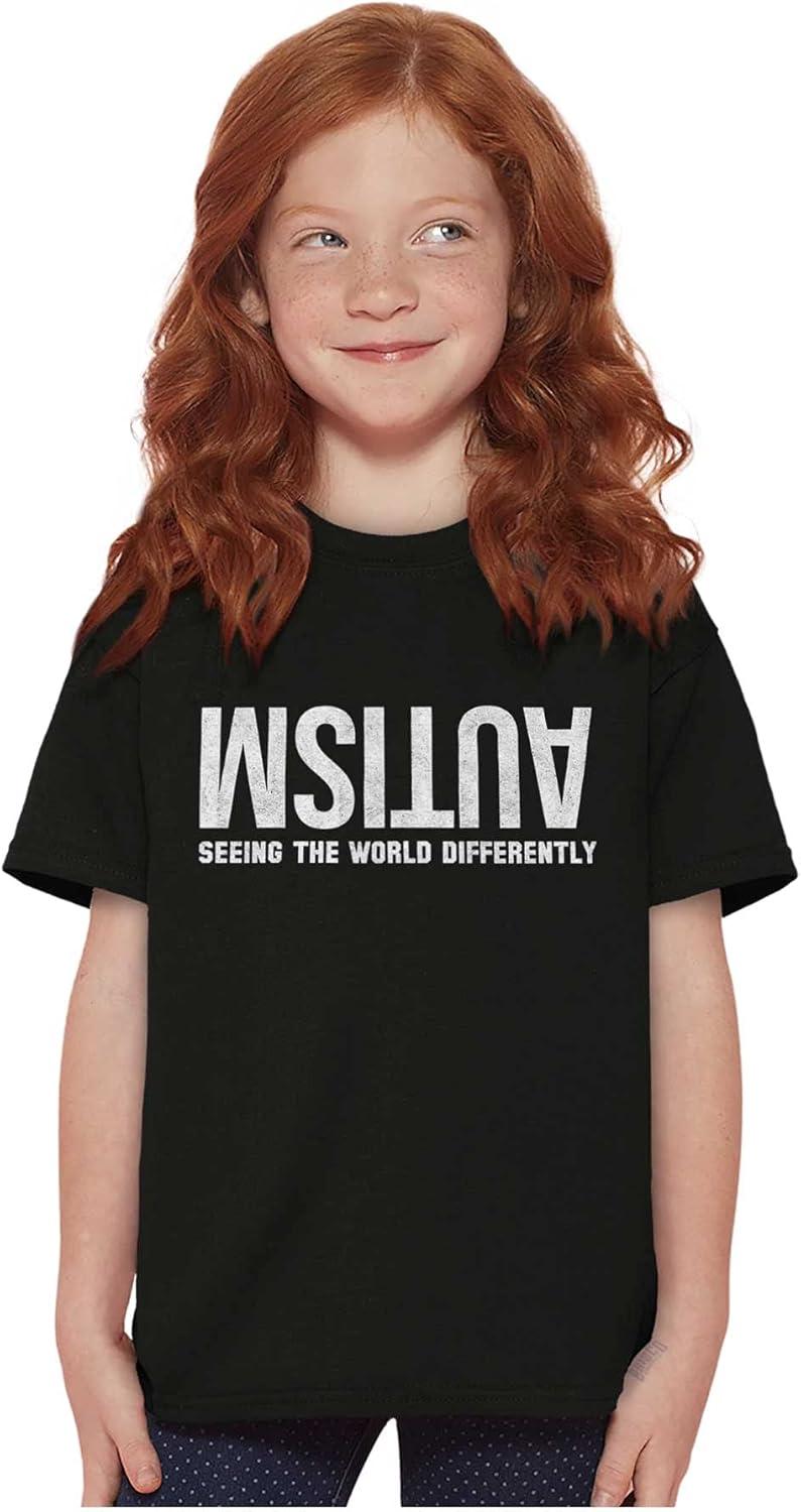 imageBrisco Brands Autism Seeing The World Differently Crewneck T Shirts Boy GirlBlack