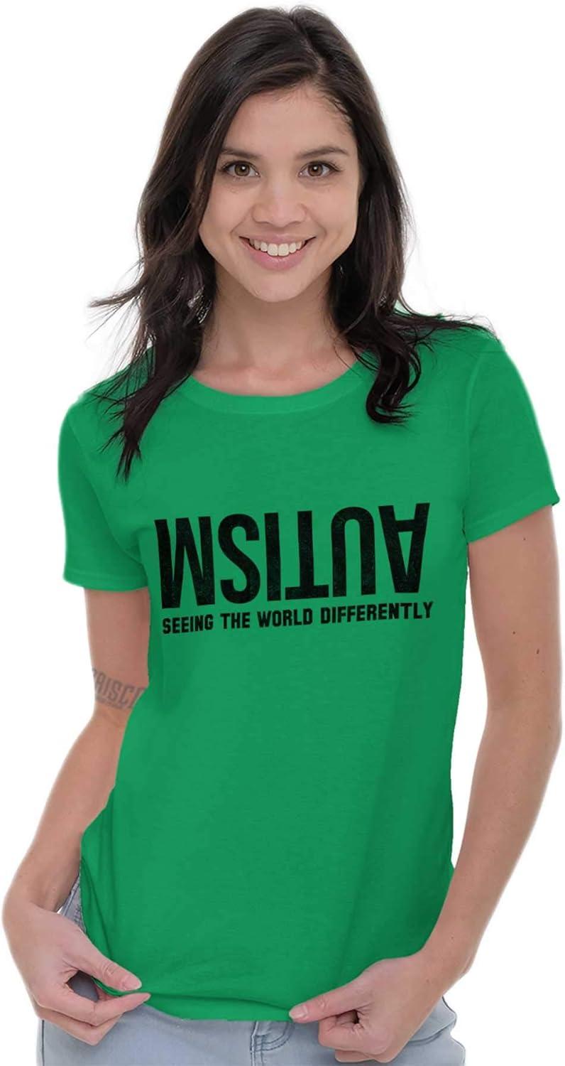 imageBrisco Brands Autism Seeing The World Differently Womens Slim Fit Graphic TeeIrish Green