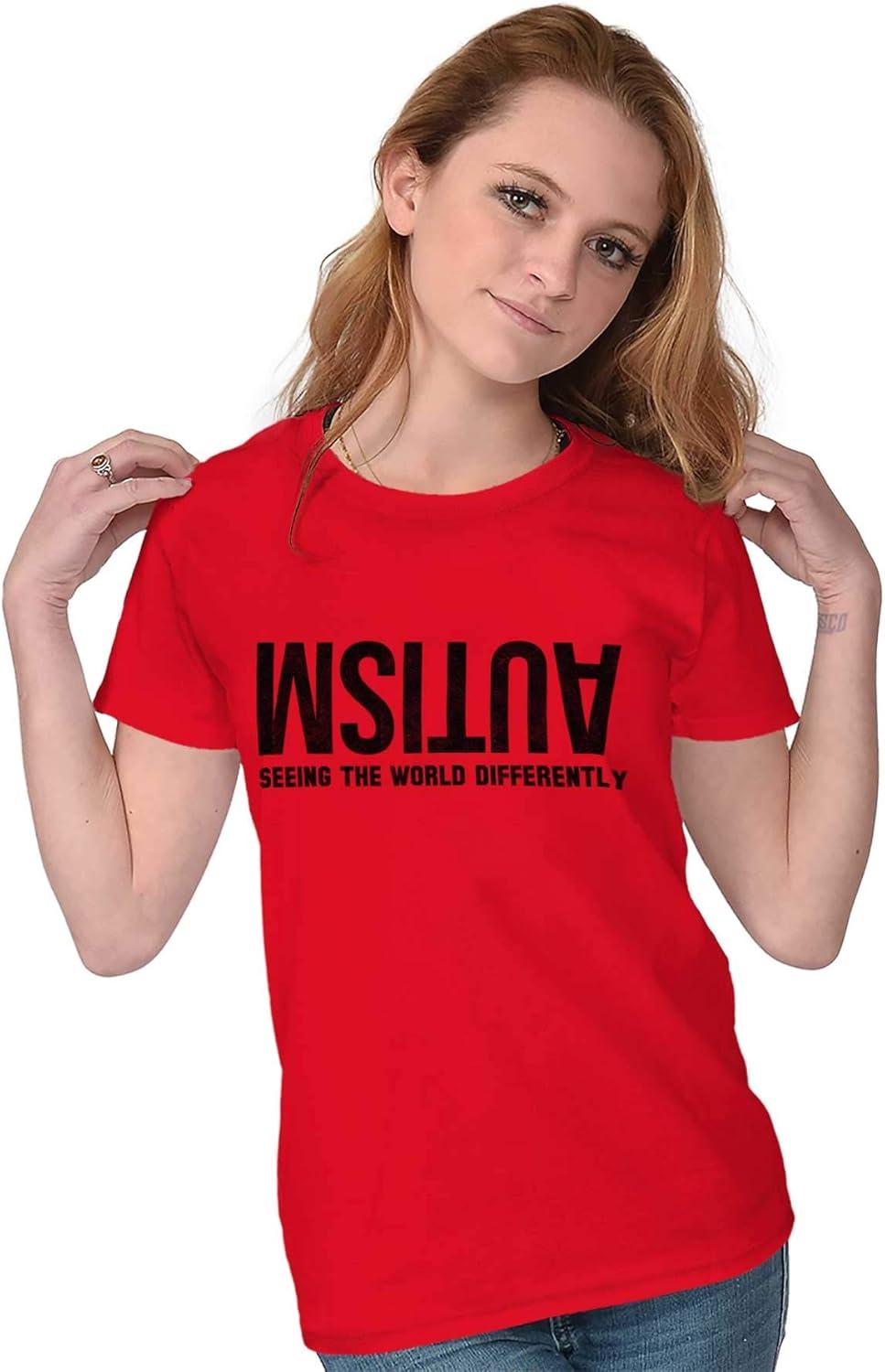 imageBrisco Brands Autism Seeing The World Differently Womens Slim Fit Graphic TeeRed