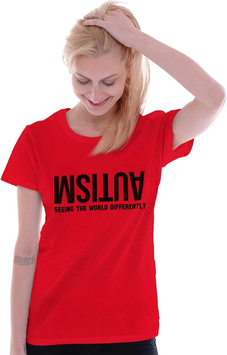 imageBrisco Brands Autism Seeing The World Differently Womens Slim Fit Graphic TeeRed