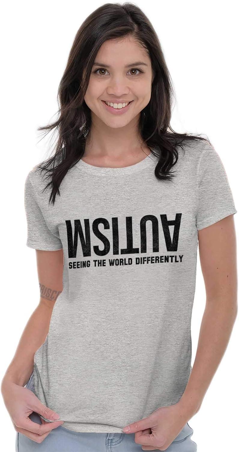 imageBrisco Brands Autism Seeing The World Differently Womens Slim Fit Graphic TeeSport Grey