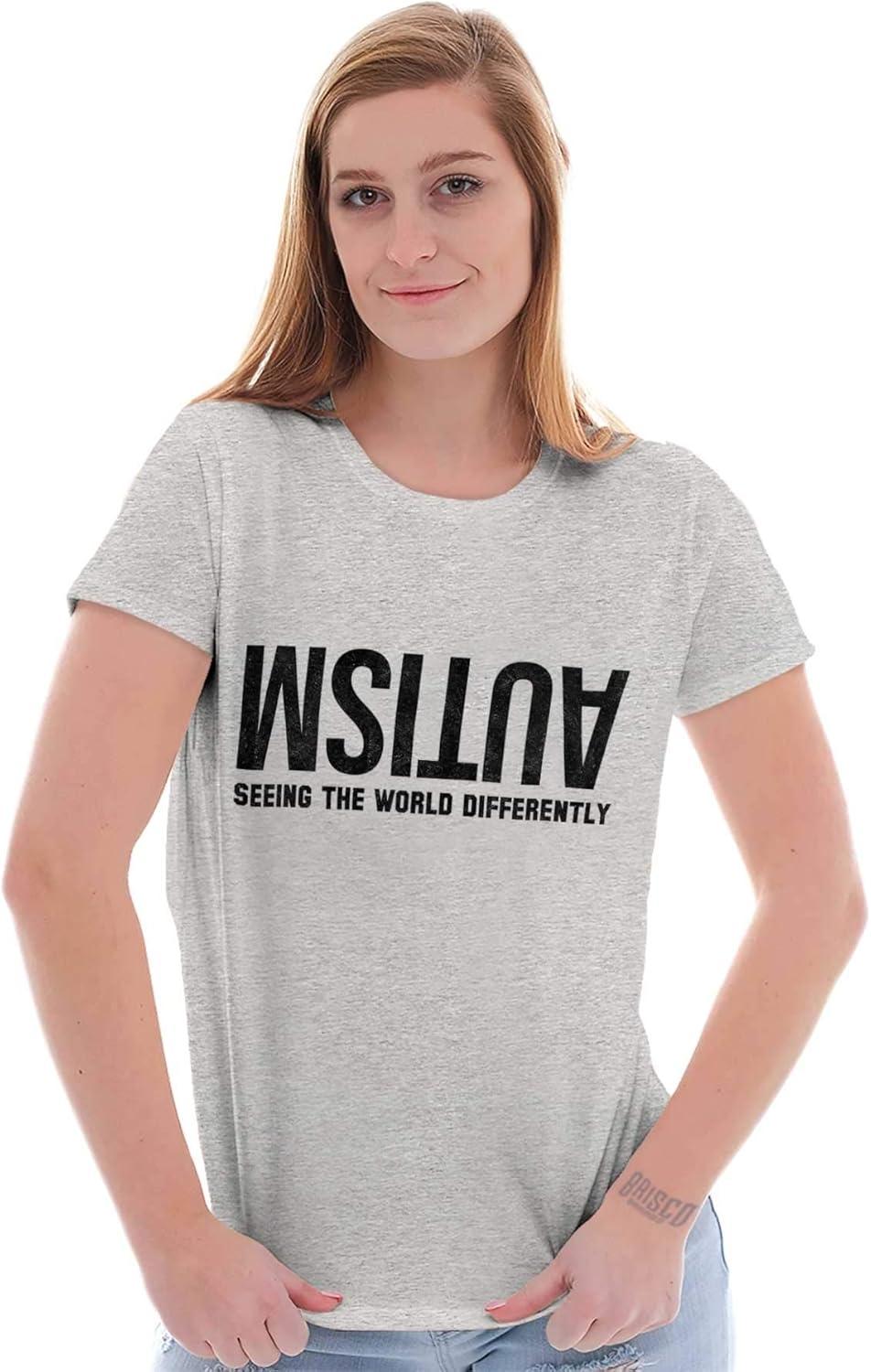 imageBrisco Brands Autism Seeing The World Differently Womens Slim Fit Graphic TeeSport Grey