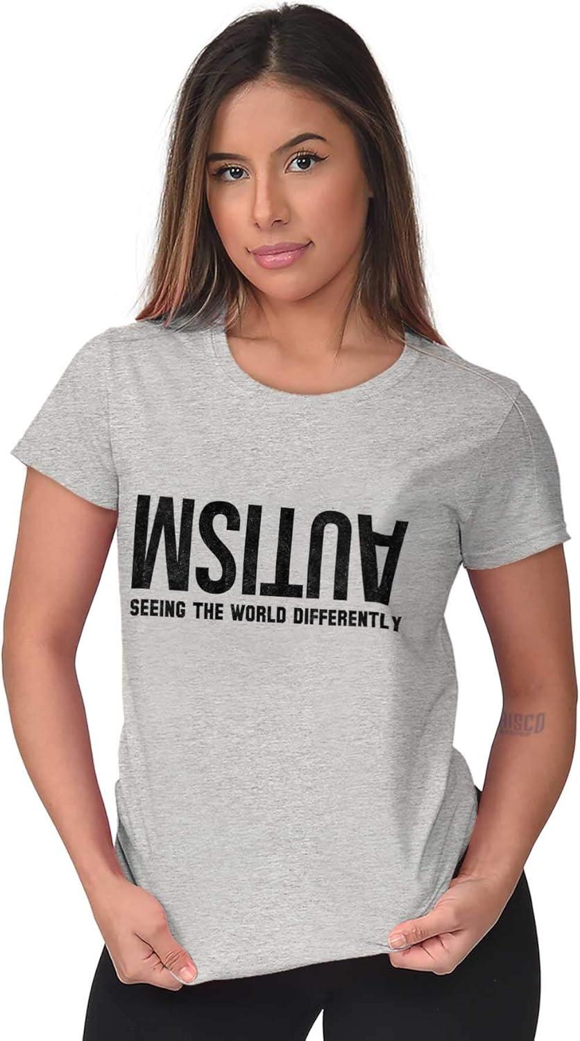 imageBrisco Brands Autism Seeing The World Differently Womens Slim Fit Graphic TeeSport Grey
