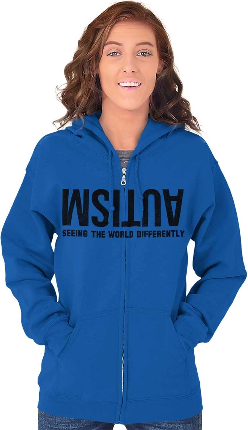imageBrisco Brands Autism Seeing the World Differently Zip Up Hoodie Mens WomensRoyal