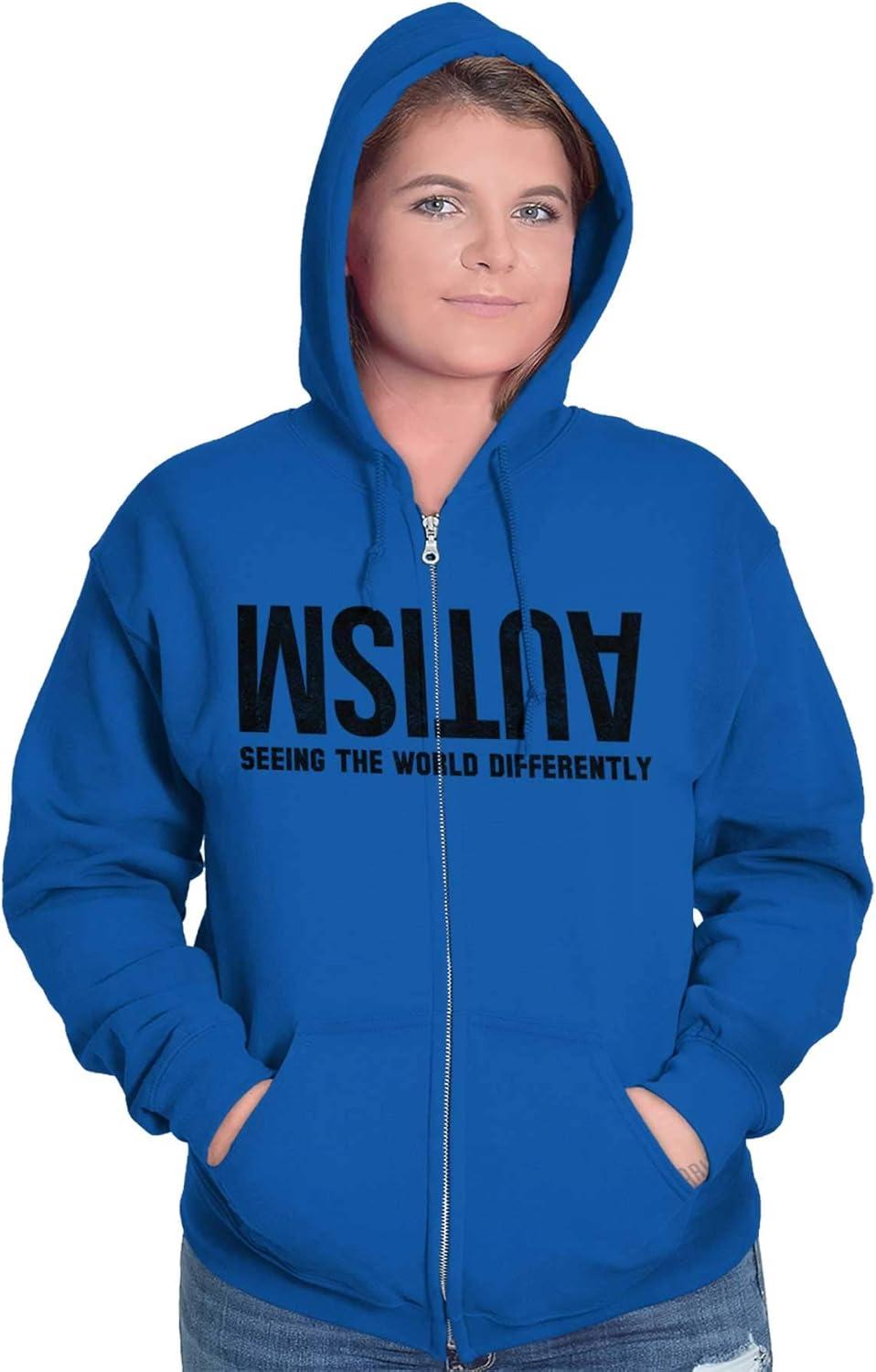 imageBrisco Brands Autism Seeing the World Differently Zip Up Hoodie Mens WomensRoyal