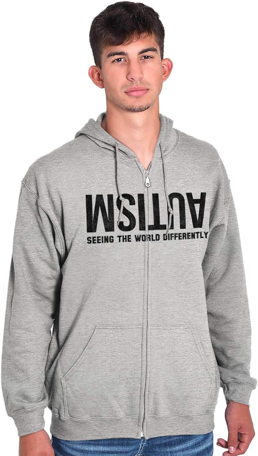 imageBrisco Brands Autism Seeing the World Differently Zip Up Hoodie Mens WomensSport Grey