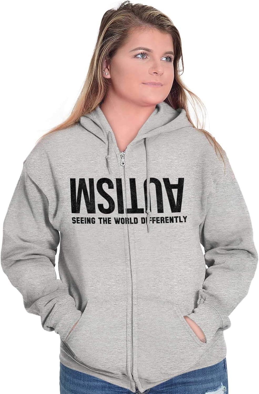 imageBrisco Brands Autism Seeing the World Differently Zip Up Hoodie Mens WomensSport Grey