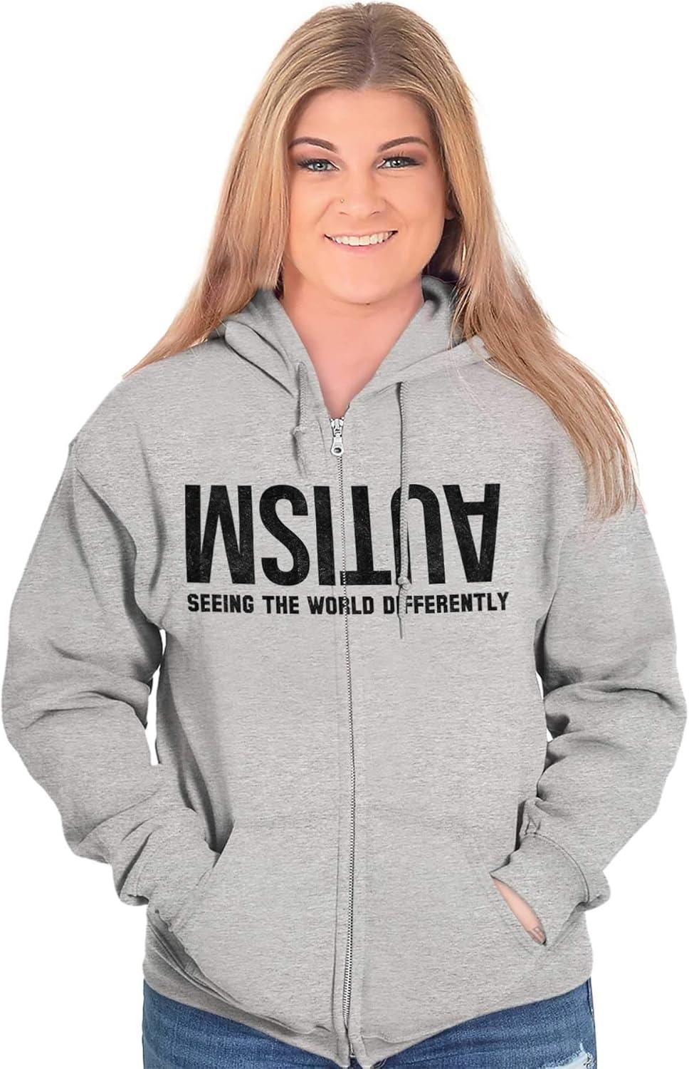 imageBrisco Brands Autism Seeing the World Differently Zip Up Hoodie Mens WomensSport Grey