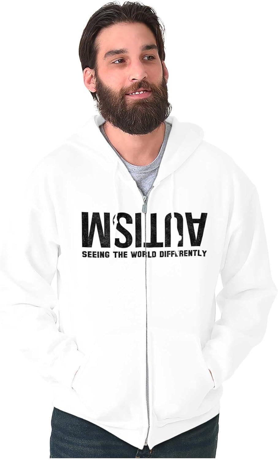 imageBrisco Brands Autism Seeing the World Differently Zip Up Hoodie Mens WomensWhite