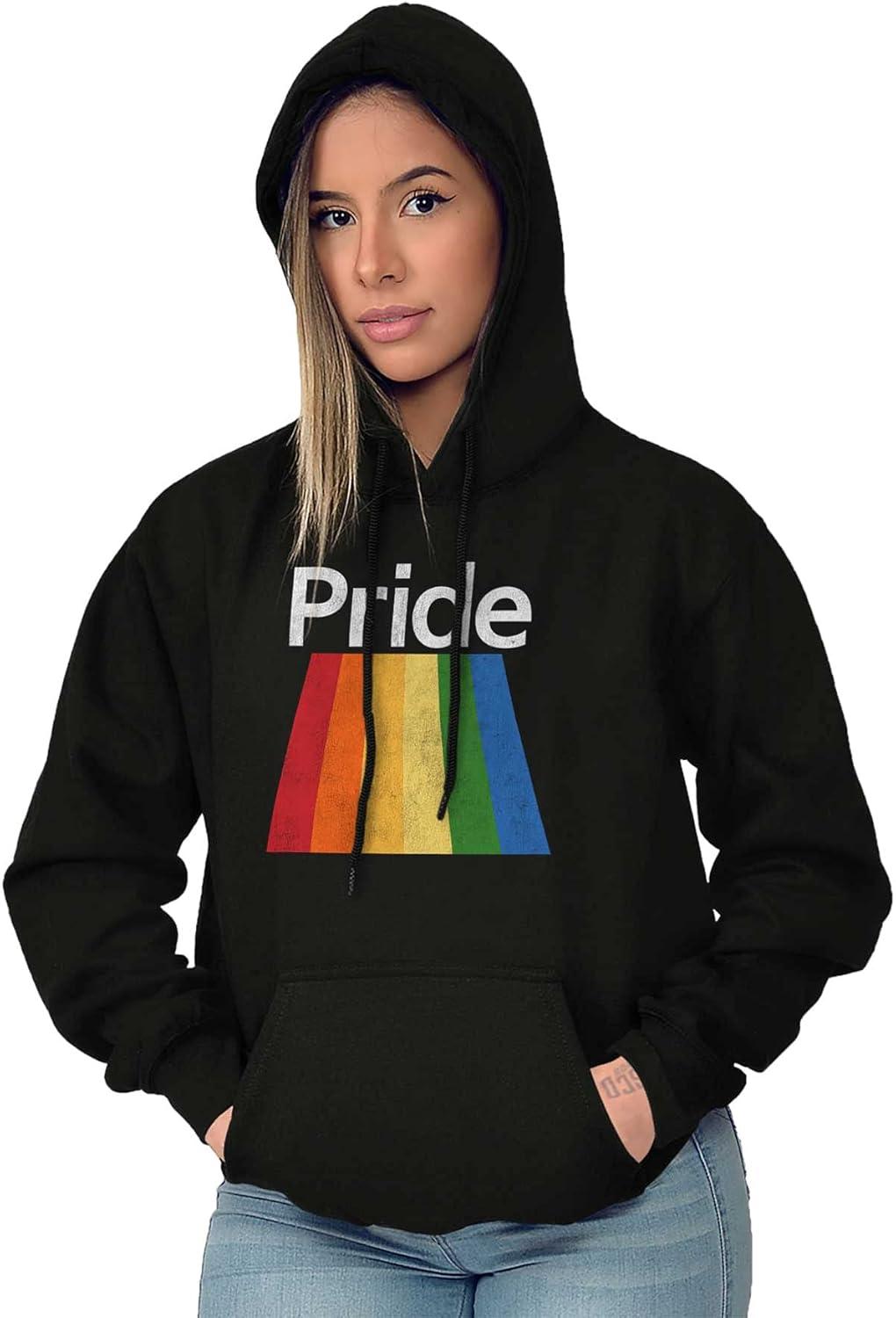 imageBrisco Brands Gay Rainbow Pride Flag LGBTQ Rights Hoodie Sweatshirt Women MenBlack