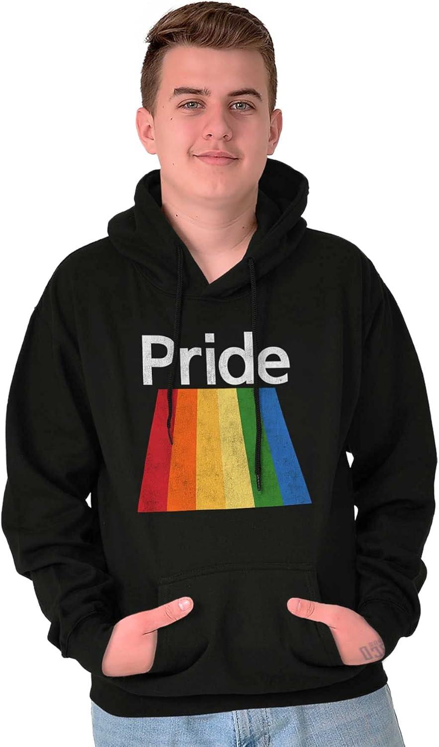 imageBrisco Brands Gay Rainbow Pride Flag LGBTQ Rights Hoodie Sweatshirt Women MenBlack