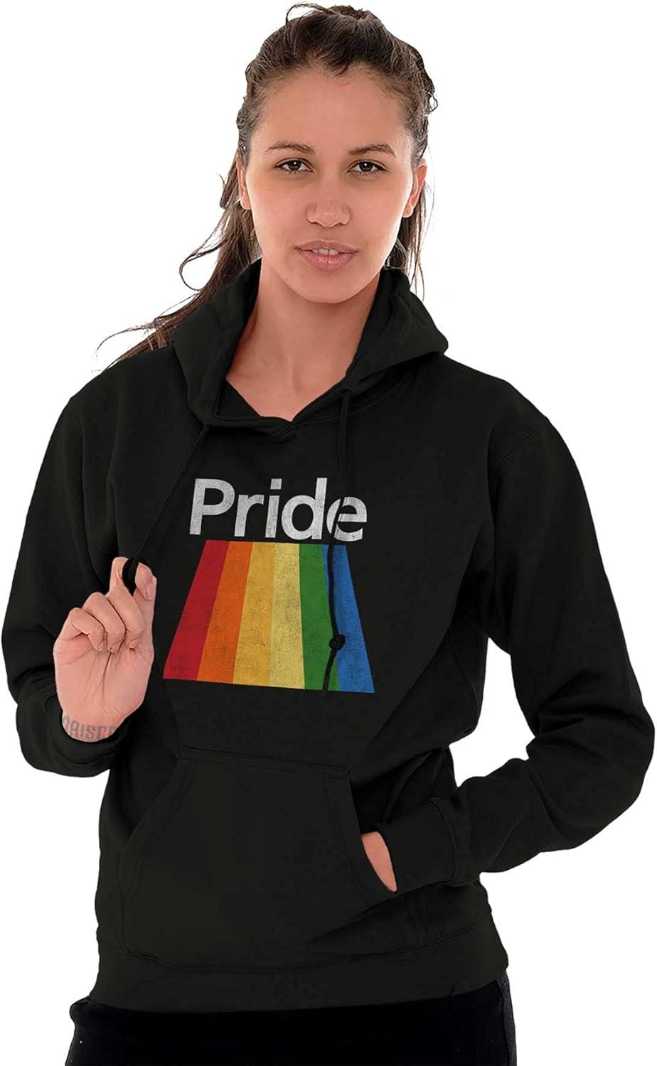 imageBrisco Brands Gay Rainbow Pride Flag LGBTQ Rights Hoodie Sweatshirt Women MenBlack