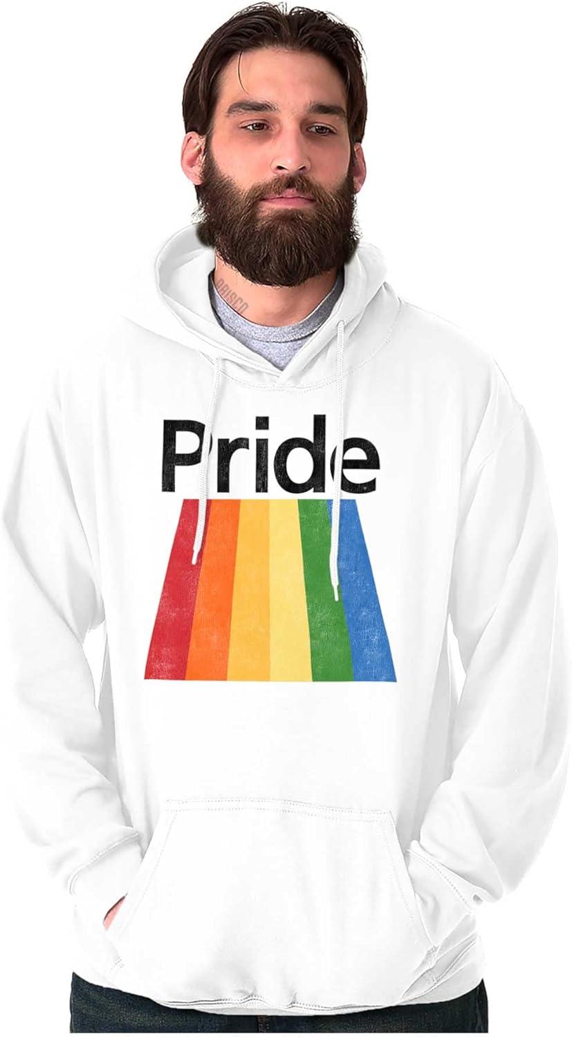 imageBrisco Brands Gay Rainbow Pride Flag LGBTQ Rights Hoodie Sweatshirt Women MenWhite