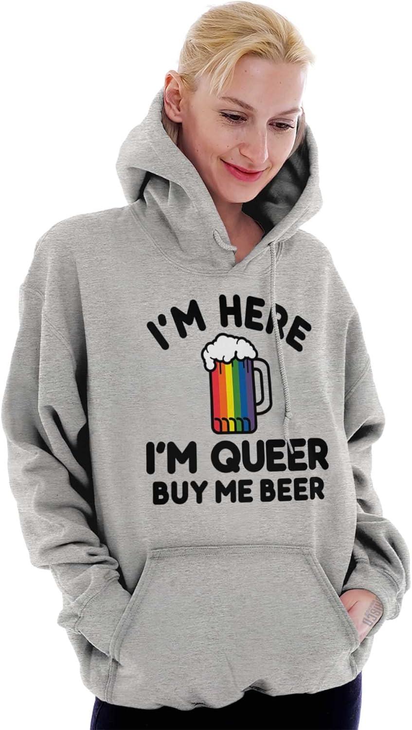 imageBrisco Brands Here Queer Buy Me Beer Funny Drinking Hoodie Sweatshirt Women MenSport Grey