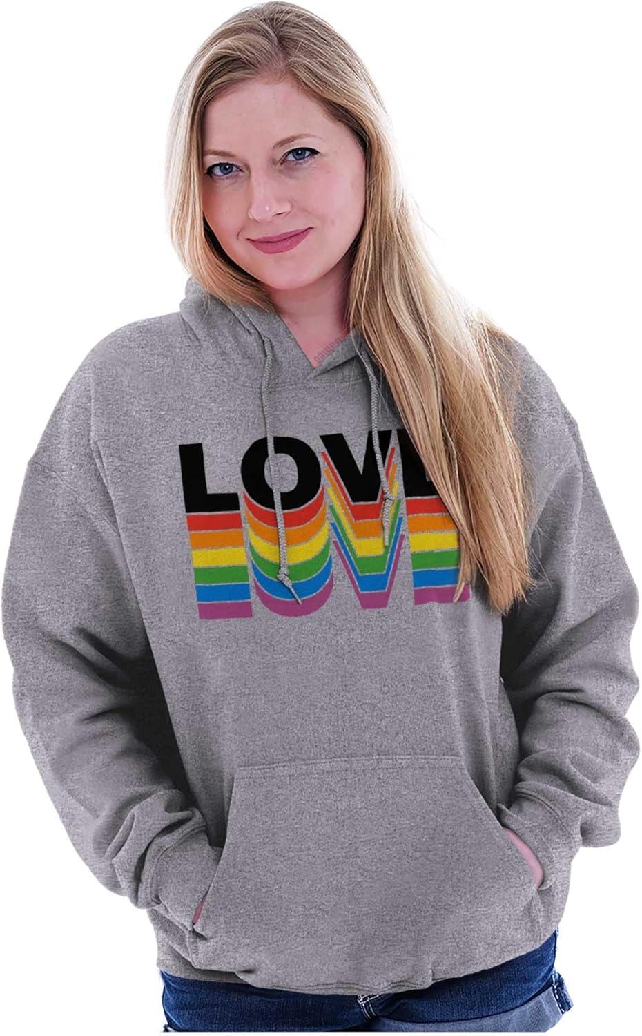 imageBrisco Brands Inspirational Love Gay Pride Rainbow Hoodie Sweatshirt Women MenSport Grey