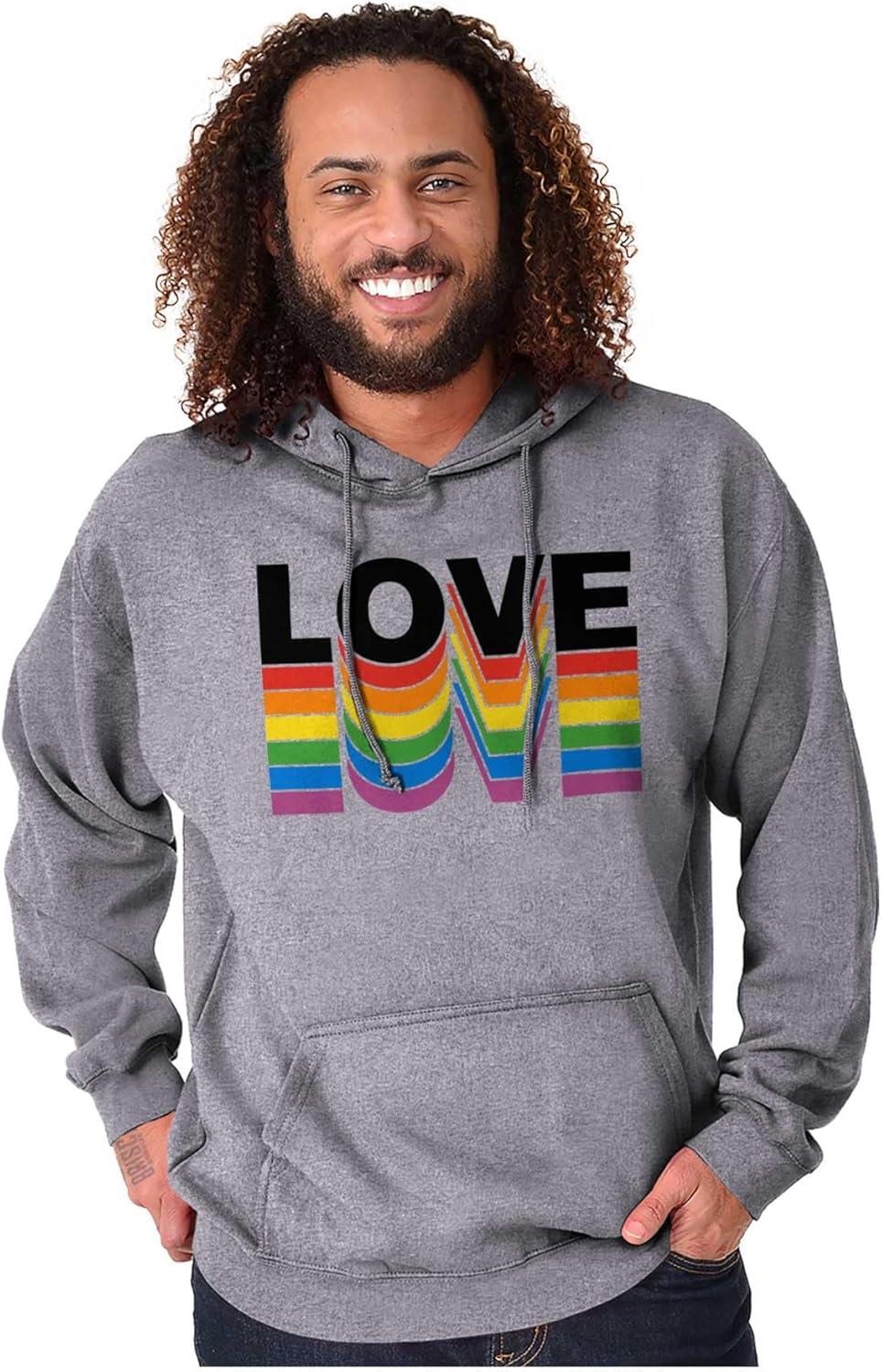 imageBrisco Brands Inspirational Love Gay Pride Rainbow Hoodie Sweatshirt Women MenSport Grey