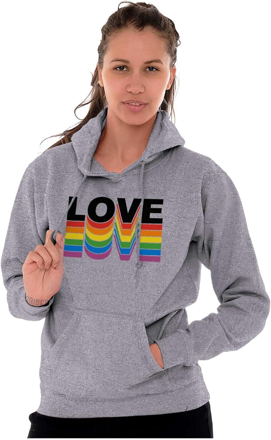 imageBrisco Brands Inspirational Love Gay Pride Rainbow Hoodie Sweatshirt Women MenSport Grey