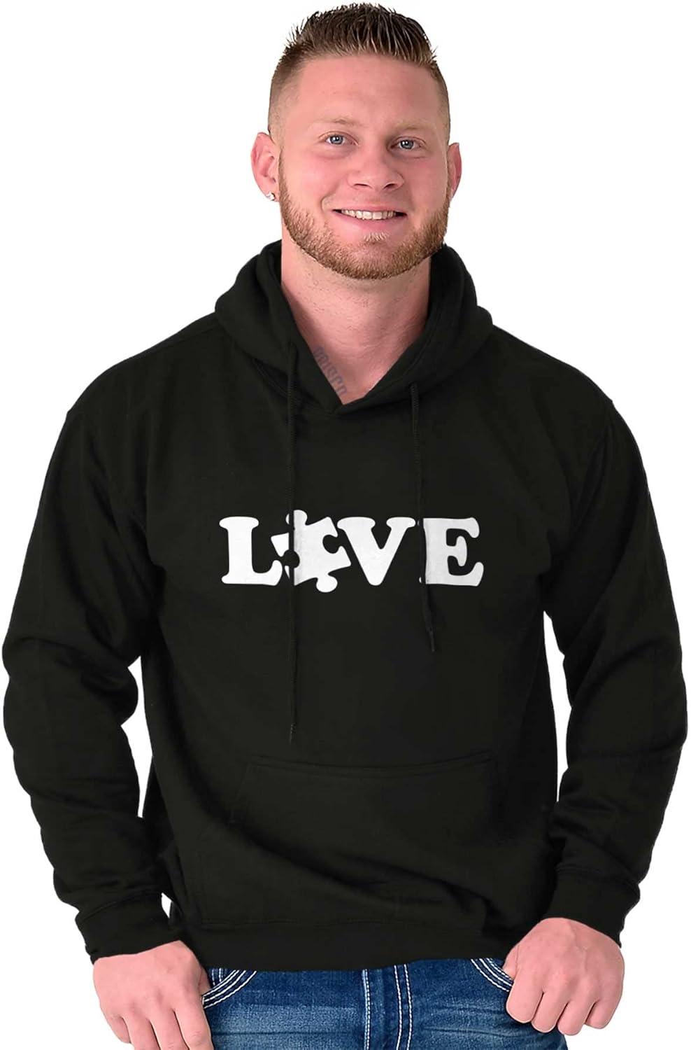 imageBrisco Brands Love Autism Awareness Puzzle Piece Hoodie Sweatshirt Women MenBlack