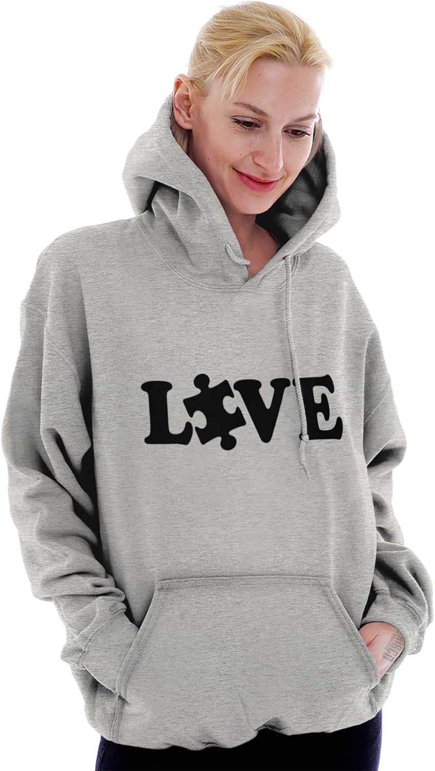 imageBrisco Brands Love Autism Awareness Puzzle Piece Hoodie Sweatshirt Women MenSport Grey