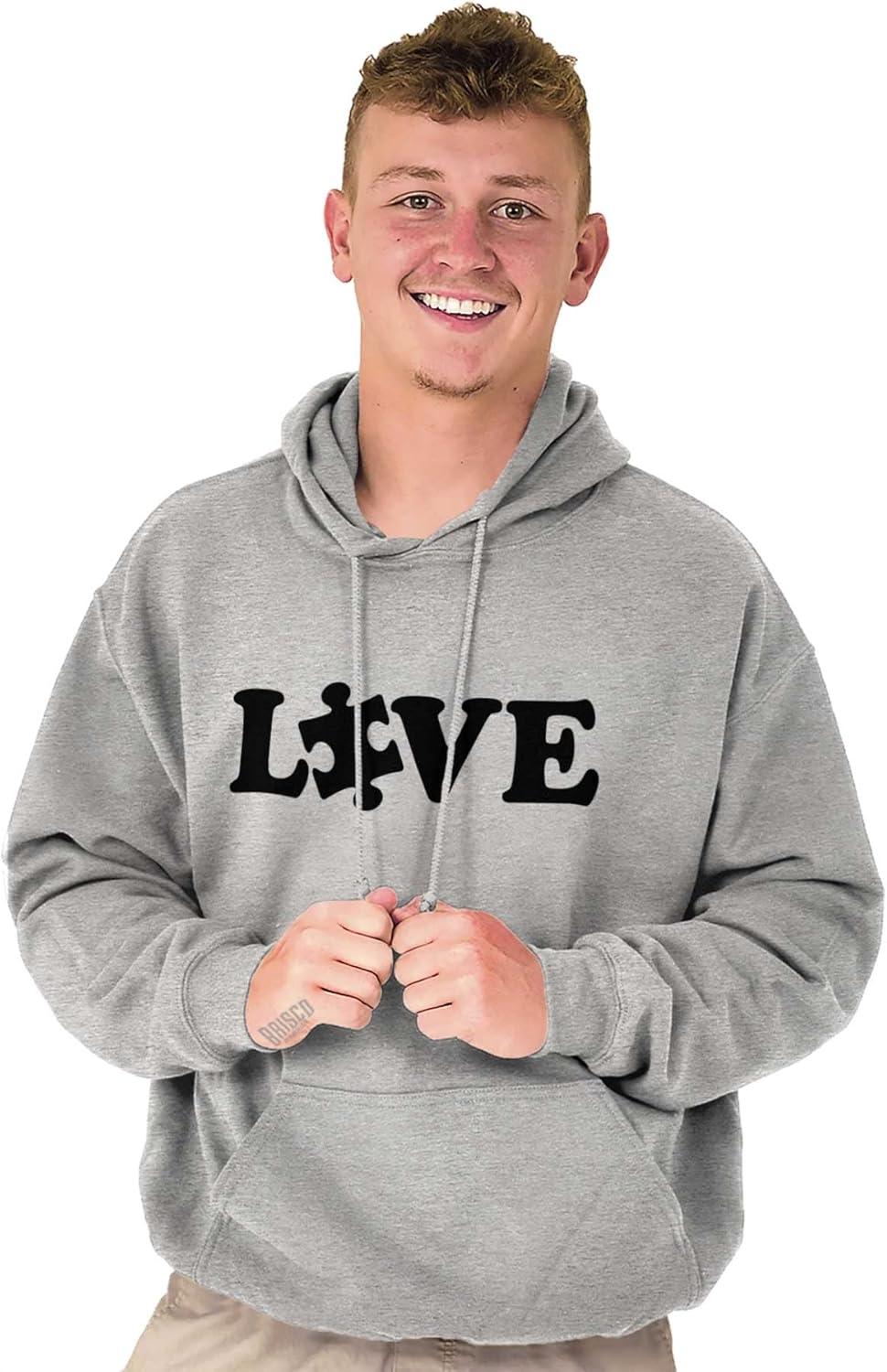 imageBrisco Brands Love Autism Awareness Puzzle Piece Hoodie Sweatshirt Women MenSport Grey
