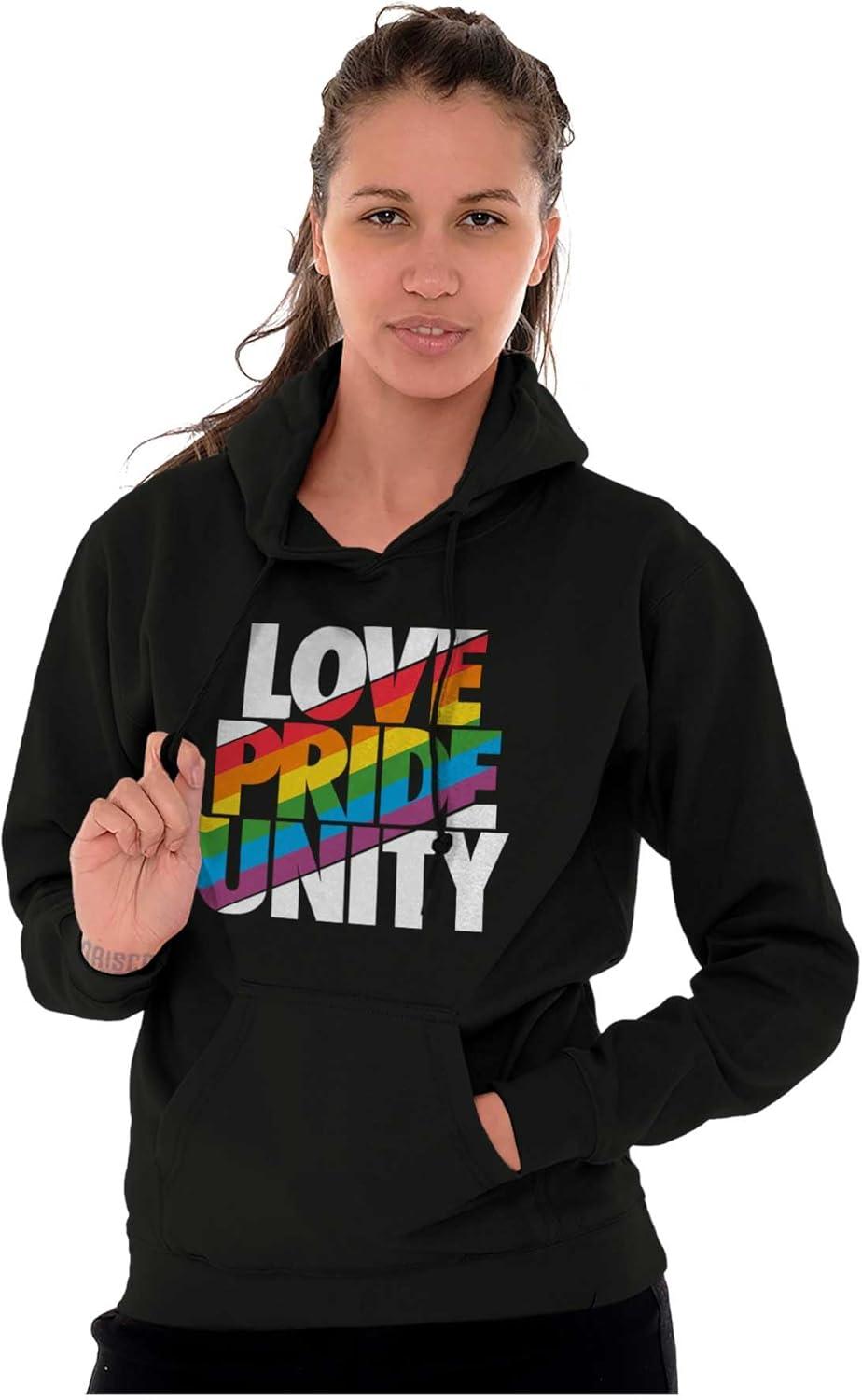 imageBrisco Brands Love Pride Unity Gay LGBT Rainbow Hoodie Sweatshirt Women MenBlack