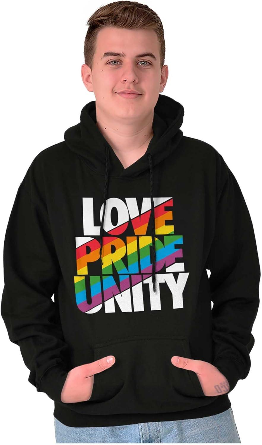 imageBrisco Brands Love Pride Unity Gay LGBT Rainbow Hoodie Sweatshirt Women MenBlack