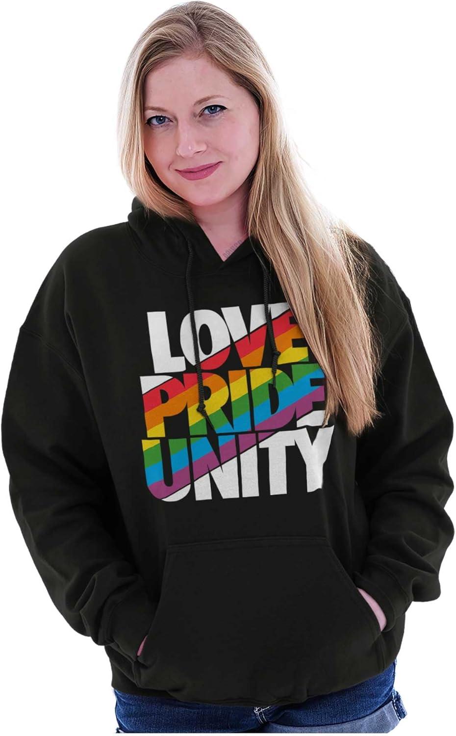 imageBrisco Brands Love Pride Unity Gay LGBT Rainbow Hoodie Sweatshirt Women MenBlack