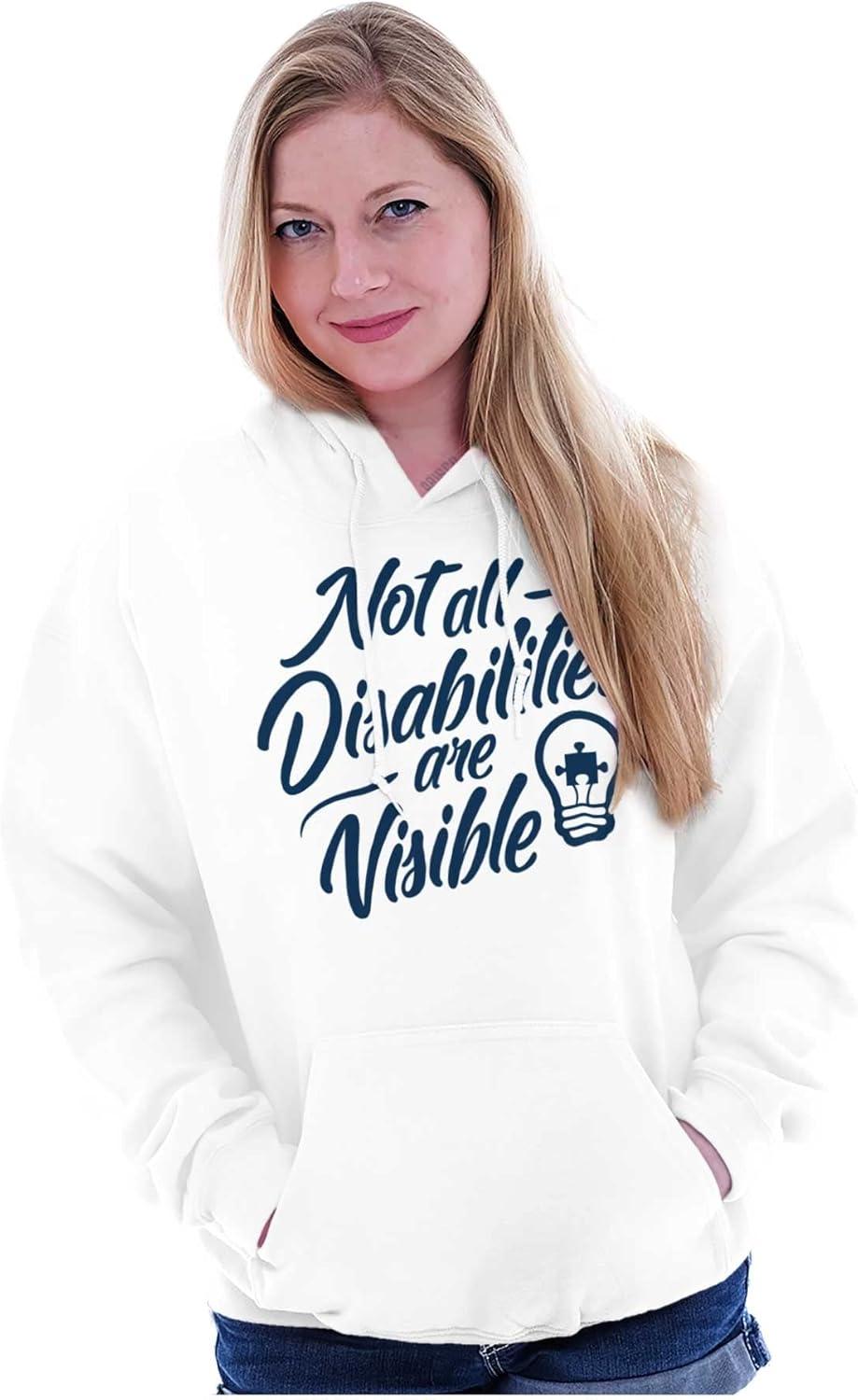 imageBrisco Brands Not All Disabilities are Visible Hoodie Sweatshirt Women MenWhite