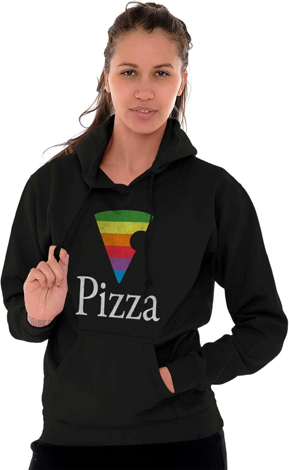 imageBrisco Brands Rainbow Pride Piece of Pizza LGBT Hoodie Sweatshirt Women MenBlack