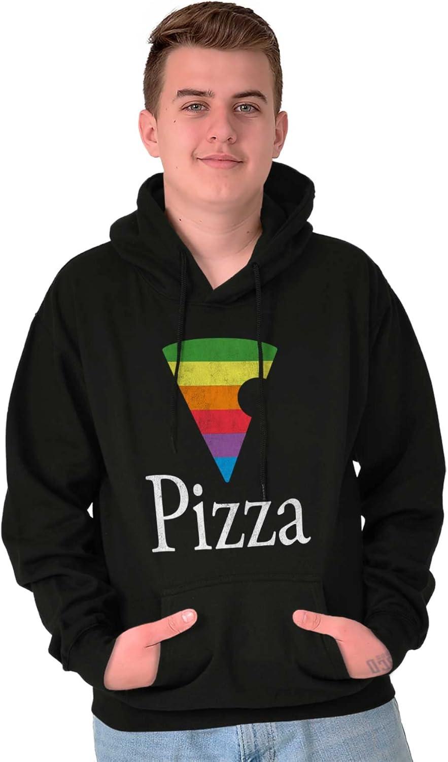 imageBrisco Brands Rainbow Pride Piece of Pizza LGBT Hoodie Sweatshirt Women MenBlack