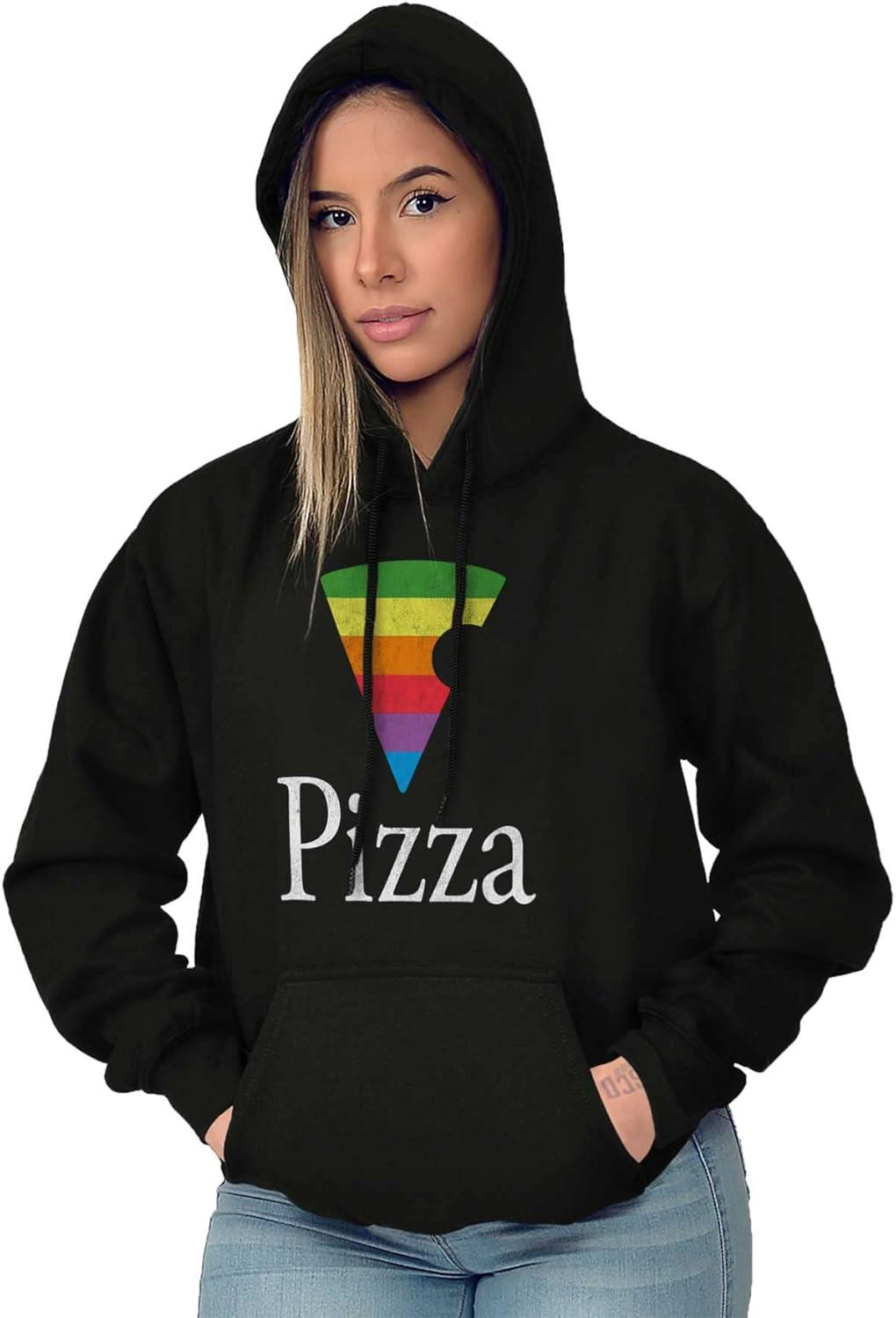 imageBrisco Brands Rainbow Pride Piece of Pizza LGBT Hoodie Sweatshirt Women MenBlack