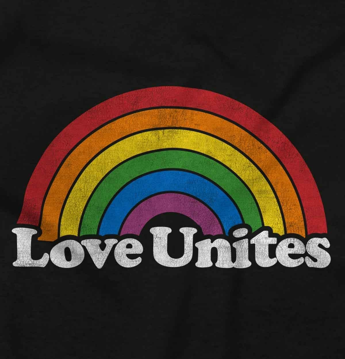 imageBrisco Brands Vintage Love Unites Pride Rainbow Hoodie Sweatshirt Women MenBlack