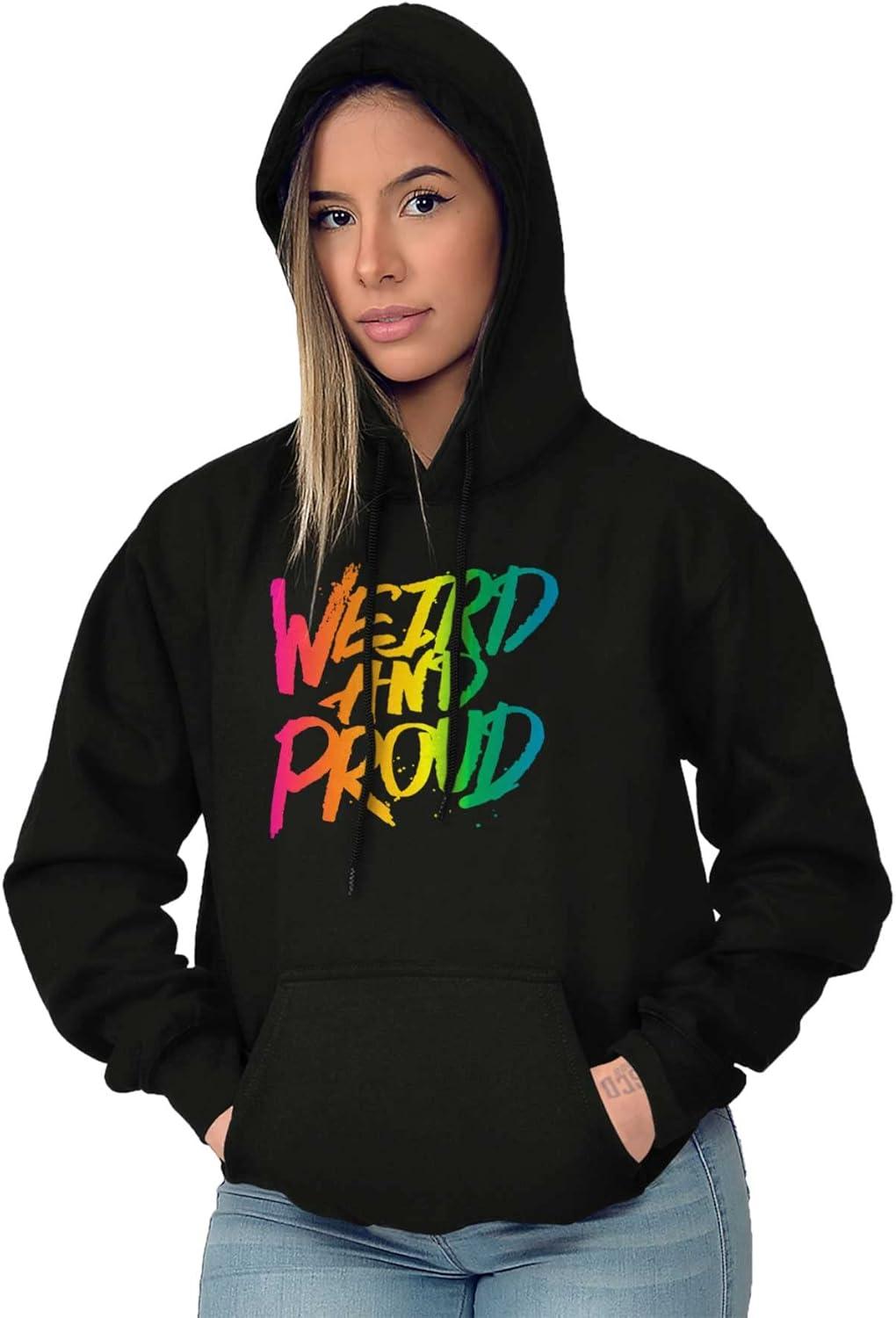 imageBrisco Brands Weird Proud LGBTQ Pride Funny Cool Hoodie Sweatshirt Women MenBlack