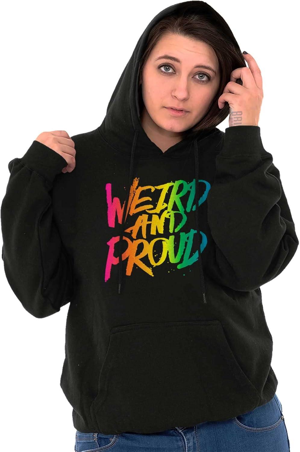 imageBrisco Brands Weird Proud LGBTQ Pride Funny Cool Hoodie Sweatshirt Women MenBlack