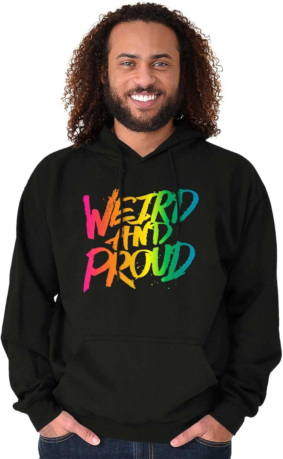 imageBrisco Brands Weird Proud LGBTQ Pride Funny Cool Hoodie Sweatshirt Women MenBlack