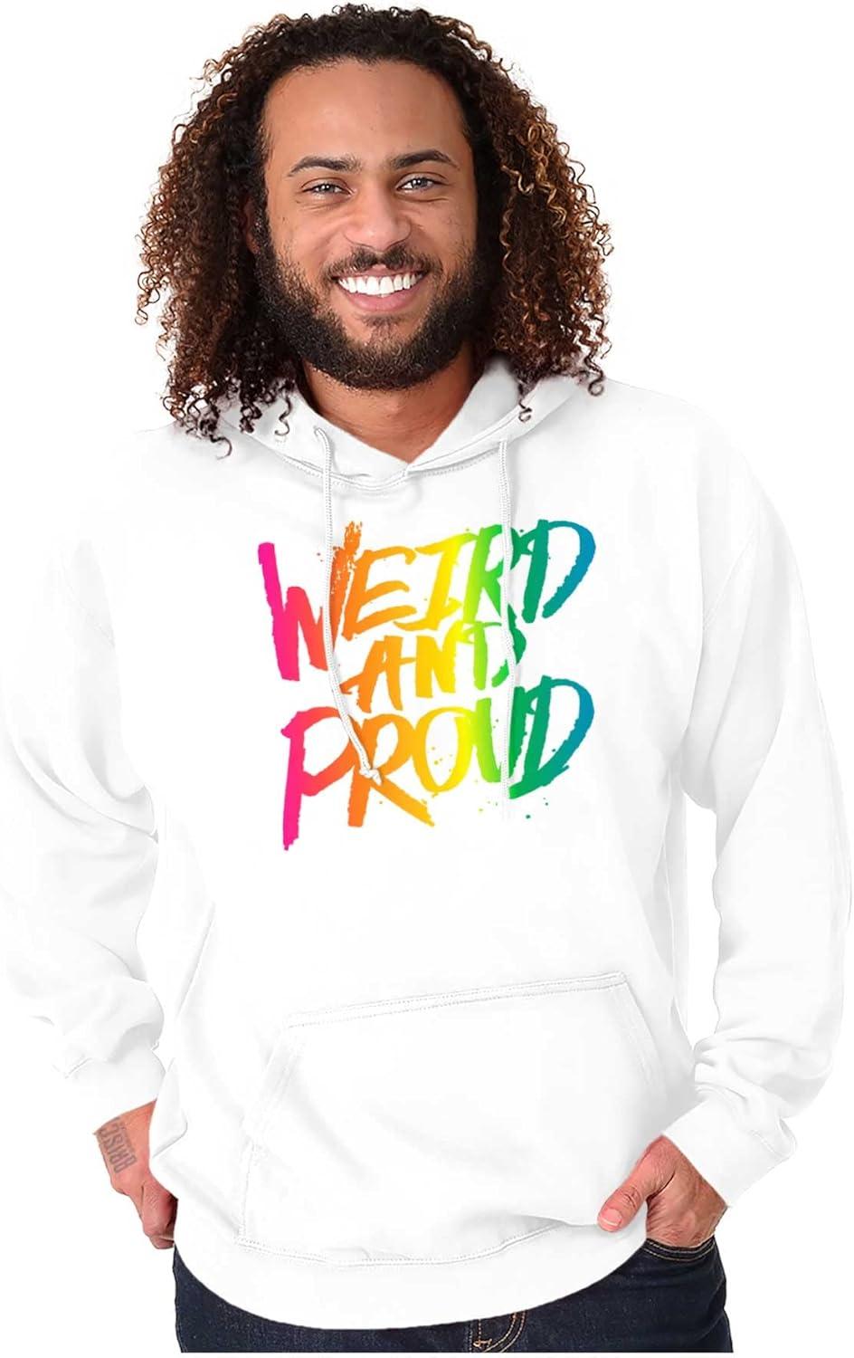 imageBrisco Brands Weird Proud LGBTQ Pride Funny Cool Hoodie Sweatshirt Women MenWhite