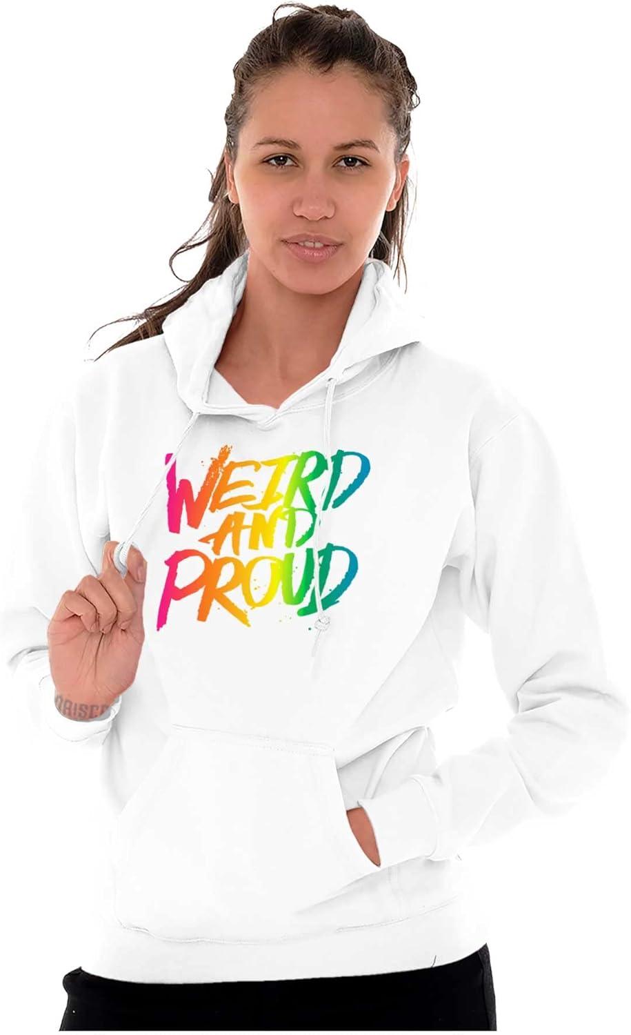 imageBrisco Brands Weird Proud LGBTQ Pride Funny Cool Hoodie Sweatshirt Women MenWhite
