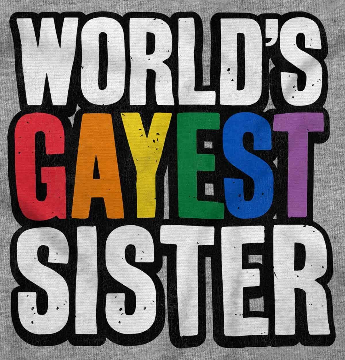 imageBrisco Brands Worlds Gayest Sister Sibling Pride Womens Slim Fit Graphic TeeSport Grey