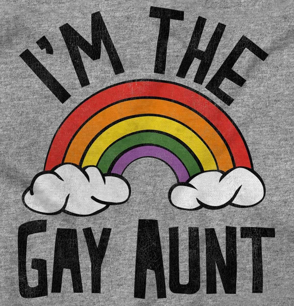 imageCute Rainbow Proud LGBTQ Gay Auntie Womens Graphic T Shirt TeesSport Grey
