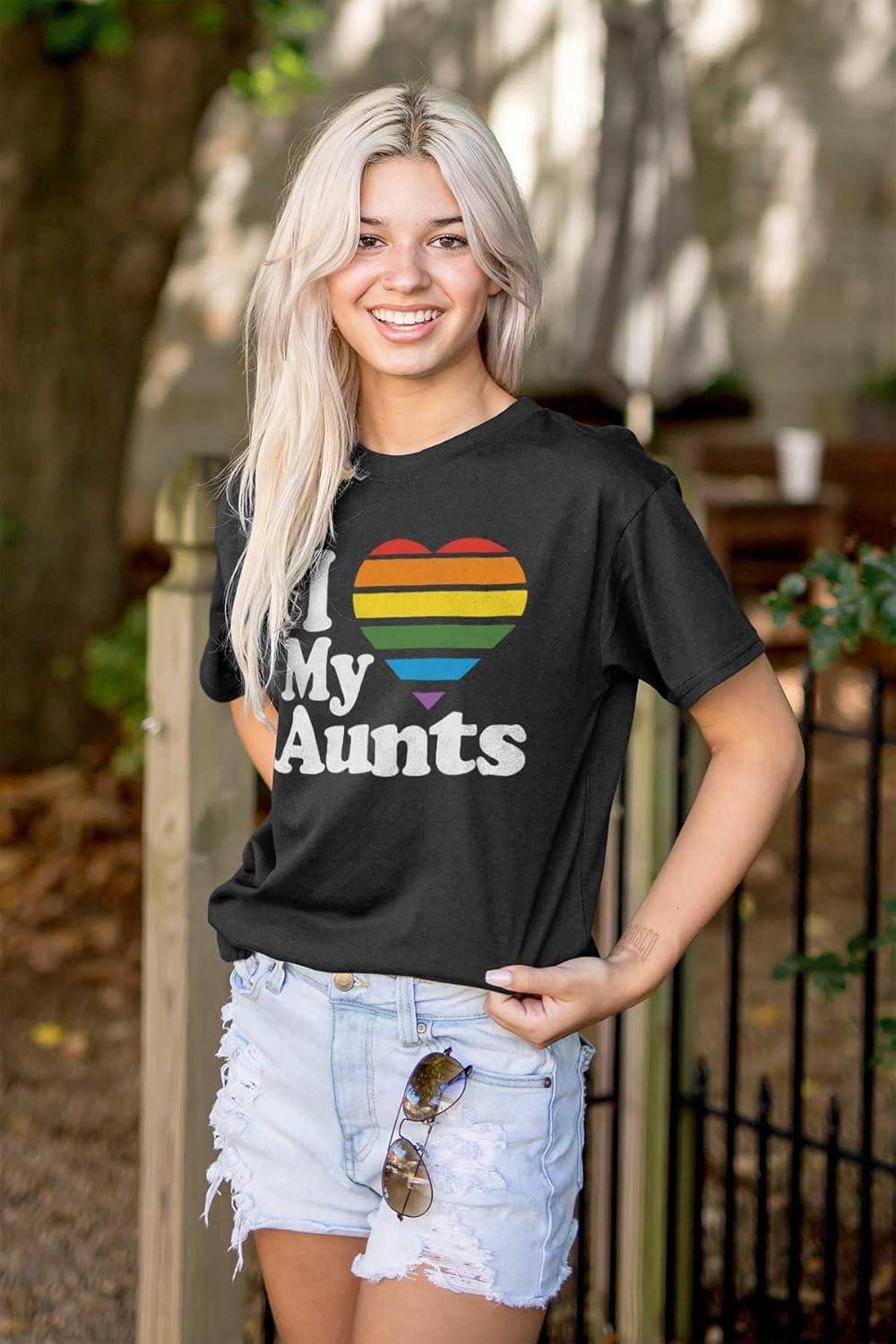 imageI Love My Aunts LGBTQ Gay Pride Graphic T Shirt Men or WomenBlack