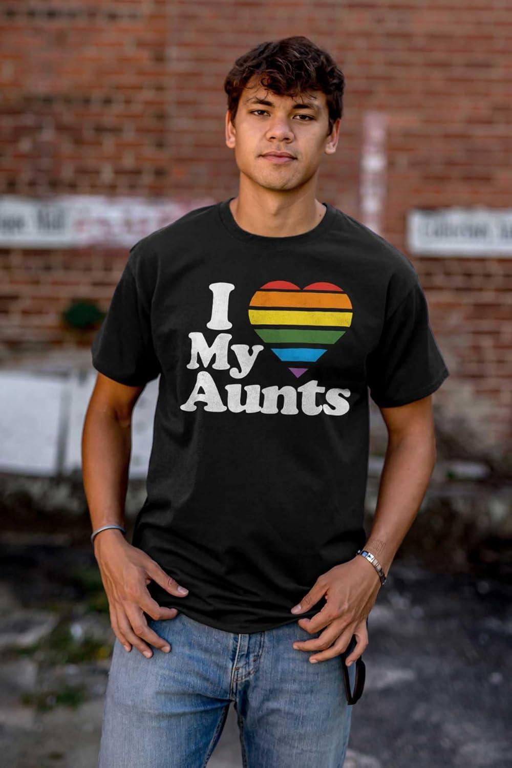 imageI Love My Aunts LGBTQ Gay Pride Graphic T Shirt Men or WomenBlack